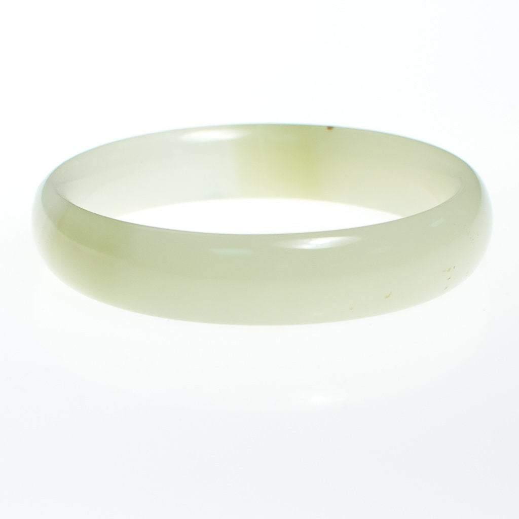 Vintage Authentic Green and White Jade Bangle Bracelet