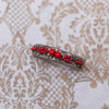 Vintage 1920s 1930s Czech Silver Tone Bangle Bracelet with Red Beads and Embossed Floral Details by Czech - Vintage Meet Modern Vintage Jewelry - Chicago, Illinois - #oldhollywoodglamour #vintagemeetmodern #designervintage #jewelrybox #antiquejewelry #vintagejewelry