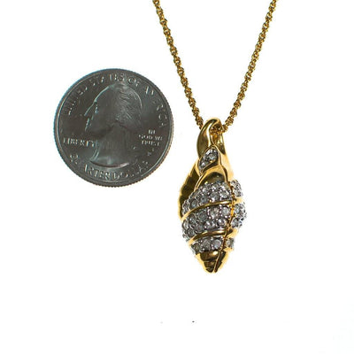 Vintage Swarovski Gold Shell Pendant Necklace by Swarovski - Vintage Meet Modern Vintage Jewelry - Chicago, Illinois - #oldhollywoodglamour #vintagemeetmodern #designervintage #jewelrybox #antiquejewelry #vintagejewelry