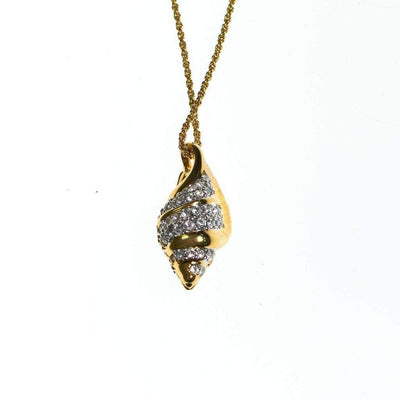Vintage Swarovski Gold Shell Pendant Necklace by Swarovski - Vintage Meet Modern Vintage Jewelry - Chicago, Illinois - #oldhollywoodglamour #vintagemeetmodern #designervintage #jewelrybox #antiquejewelry #vintagejewelry