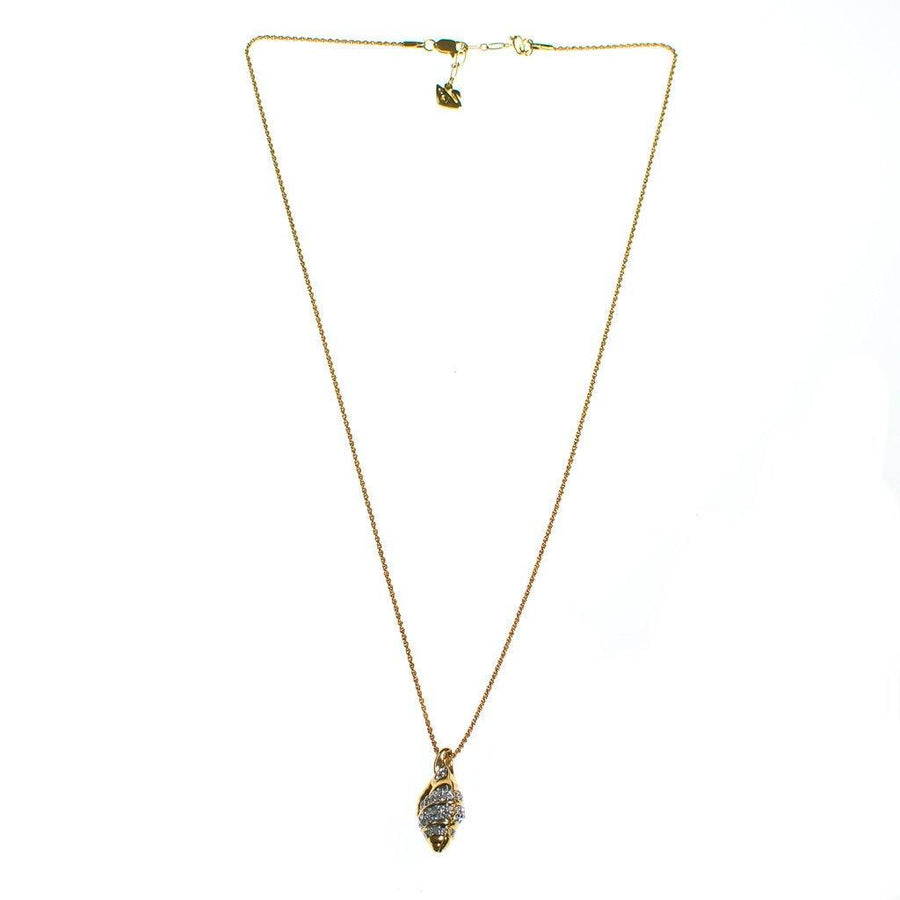 Vintage Swarovski Gold Shell Pendant Necklace by Swarovski - Vintage Meet Modern Vintage Jewelry - Chicago, Illinois - #oldhollywoodglamour #vintagemeetmodern #designervintage #jewelrybox #antiquejewelry #vintagejewelry