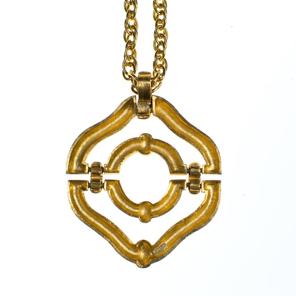 Vintage Crown Trifari Modernist Statement Pendant Necklace by Crown Trifari - Vintage Meet Modern Vintage Jewelry - Chicago, Illinois - #oldhollywoodglamour #vintagemeetmodern #designervintage #jewelrybox #antiquejewelry #vintagejewelry