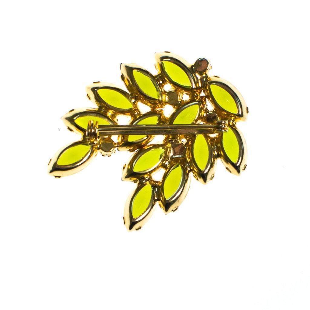 Vintage 1950s chartreuse green rhinestone cluster brooch by 1950s - Vintage Meet Modern Vintage Jewelry - Chicago, Illinois - #oldhollywoodglamour #vintagemeetmodern #designervintage #jewelrybox #antiquejewelry #vintagejewelry