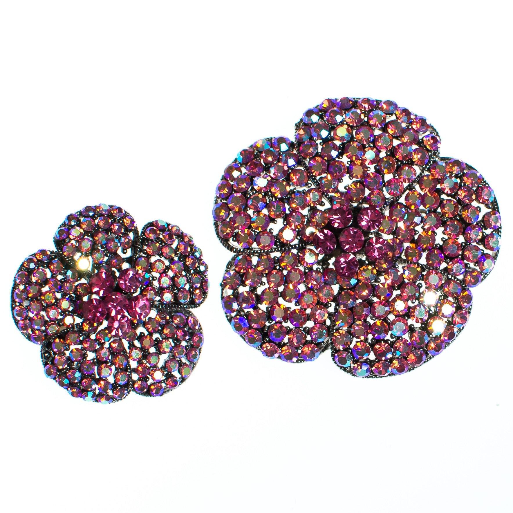 Vintage Large Pink Rhinestone Flower Brooch by 1990s - Vintage Meet Modern Vintage Jewelry - Chicago, Illinois - #oldhollywoodglamour #vintagemeetmodern #designervintage #jewelrybox #antiquejewelry #vintagejewelry