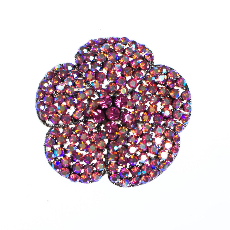 Vintage Large Pink Rhinestone Flower Brooch by 1990s - Vintage Meet Modern Vintage Jewelry - Chicago, Illinois - #oldhollywoodglamour #vintagemeetmodern #designervintage #jewelrybox #antiquejewelry #vintagejewelry