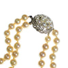 Vintage Art Deco Long Double Strand Creamy Ivory Glass Pearl Necklace with Diamante Rhinestone Clasp by 1950s - Vintage Meet Modern Vintage Jewelry - Chicago, Illinois - #oldhollywoodglamour #vintagemeetmodern #designervintage #jewelrybox #antiquejewelry #vintagejewelry