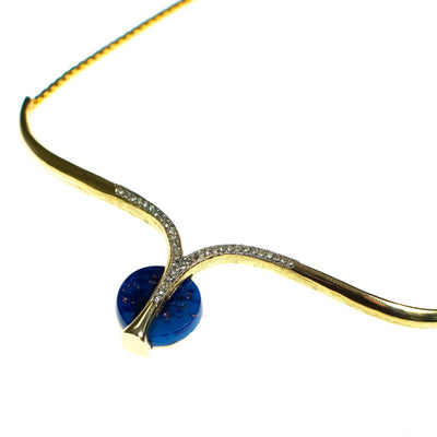 Vintage 1980s Couture Lapis Crystal Modernist Necklace by Couture Lapis - Vintage Meet Modern Vintage Jewelry - Chicago, Illinois - #oldhollywoodglamour #vintagemeetmodern #designervintage #jewelrybox #antiquejewelry #vintagejewelry