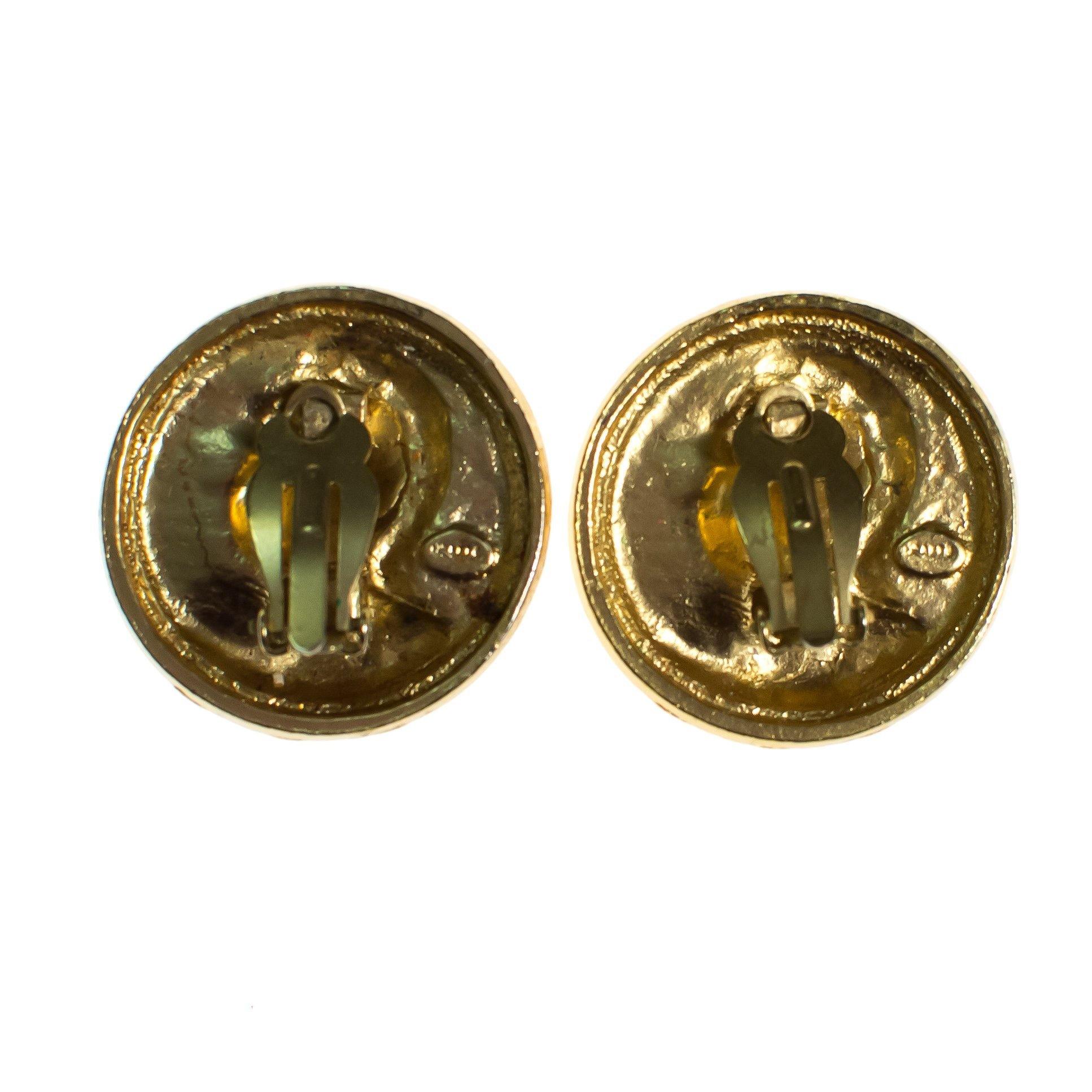 Vintage 1980s Roman Coin Earrings, Gold Tone Setting, Clip-on by 1980s - Vintage Meet Modern Vintage Jewelry - Chicago, Illinois - #oldhollywoodglamour #vintagemeetmodern #designervintage #jewelrybox #antiquejewelry #vintagejewelry