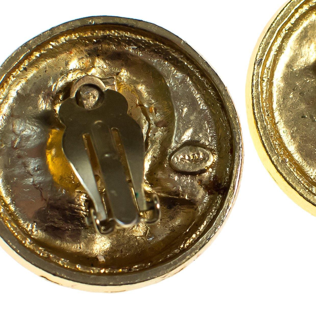 Vintage 1980s Roman Coin Earrings, Gold Tone Setting, Clip-on by 1980s - Vintage Meet Modern Vintage Jewelry - Chicago, Illinois - #oldhollywoodglamour #vintagemeetmodern #designervintage #jewelrybox #antiquejewelry #vintagejewelry