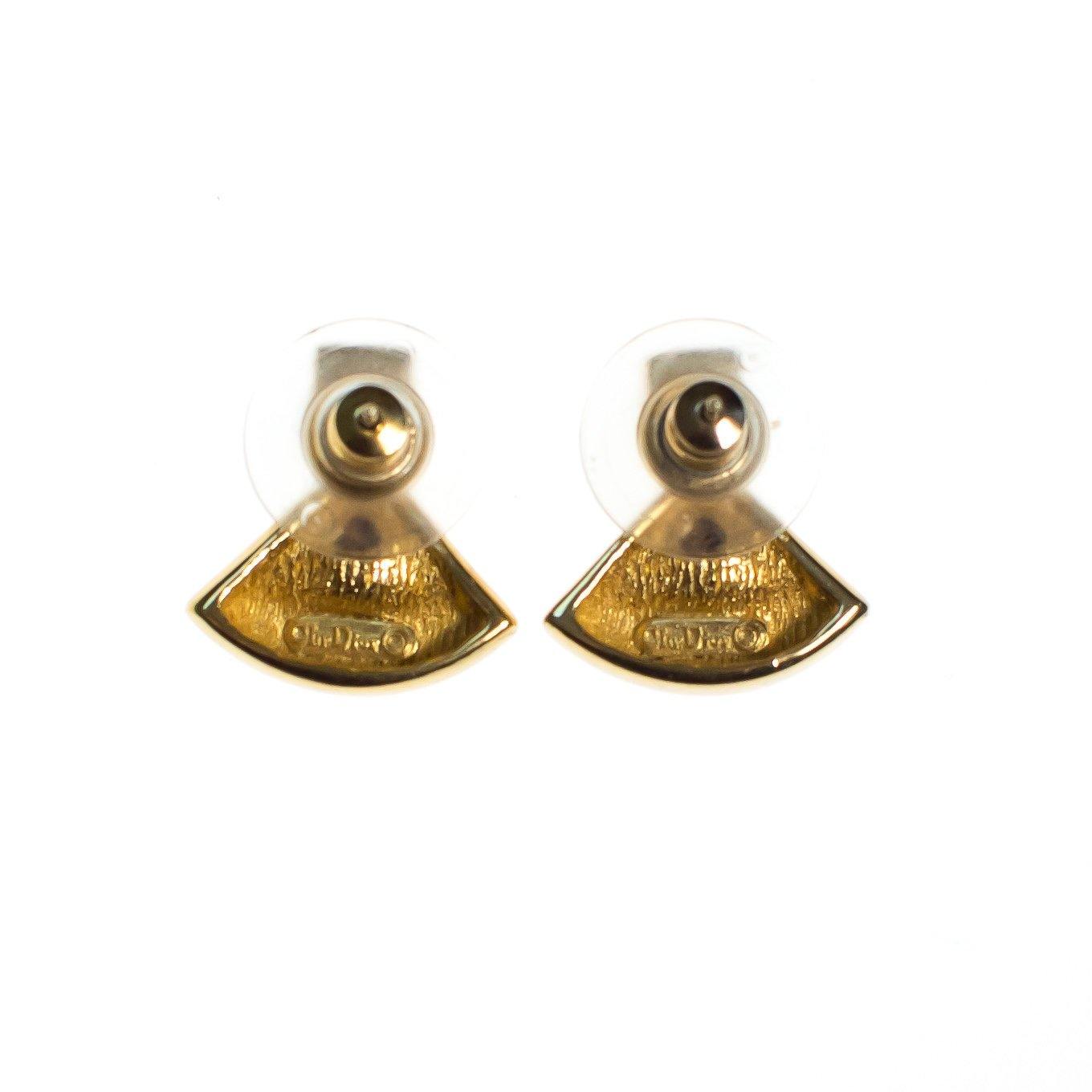 Vintage Christian Dior Petite Earrings with Black Enamel and Diamante Rhinestones by Christian Dior - Vintage Meet Modern Vintage Jewelry - Chicago, Illinois - #oldhollywoodglamour #vintagemeetmodern #designervintage #jewelrybox #antiquejewelry #vintagejewelry