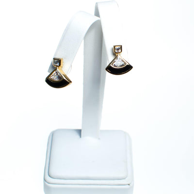 Vintage Christian Dior Petite Earrings with Black Enamel and Diamante Rhinestones by Christian Dior - Vintage Meet Modern Vintage Jewelry - Chicago, Illinois - #oldhollywoodglamour #vintagemeetmodern #designervintage #jewelrybox #antiquejewelry #vintagejewelry