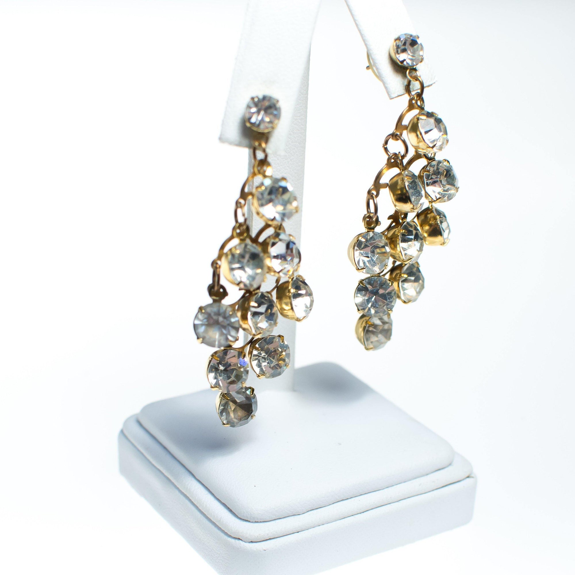 Vintage Retro Diamante Waterfall Statement Earrings by 1980s - Vintage Meet Modern Vintage Jewelry - Chicago, Illinois - #oldhollywoodglamour #vintagemeetmodern #designervintage #jewelrybox #antiquejewelry #vintagejewelry