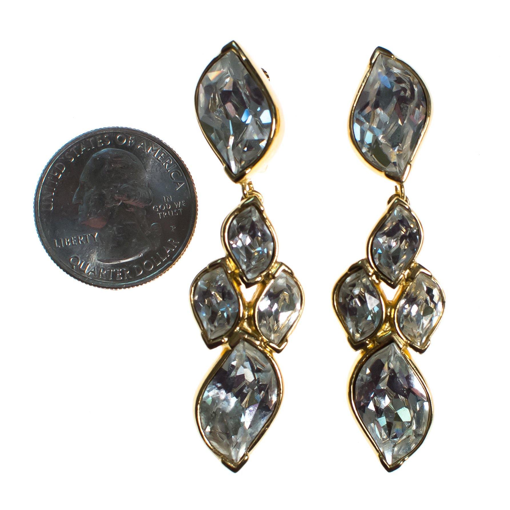 Vintage Christian Dior Diamante Crystal Drop Statement Earrings by Christian Dior - Vintage Meet Modern Vintage Jewelry - Chicago, Illinois - #oldhollywoodglamour #vintagemeetmodern #designervintage #jewelrybox #antiquejewelry #vintagejewelry