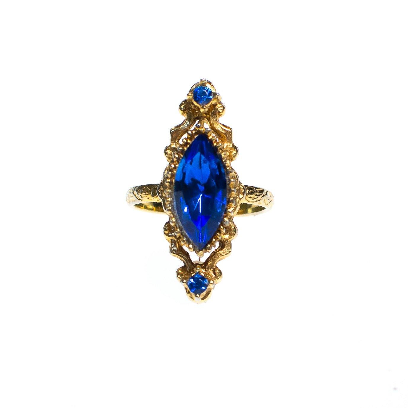 Vintage 1960s Royal Blue Statement Ring by 1960s - Vintage Meet Modern Vintage Jewelry - Chicago, Illinois - #oldhollywoodglamour #vintagemeetmodern #designervintage #jewelrybox #antiquejewelry #vintagejewelry