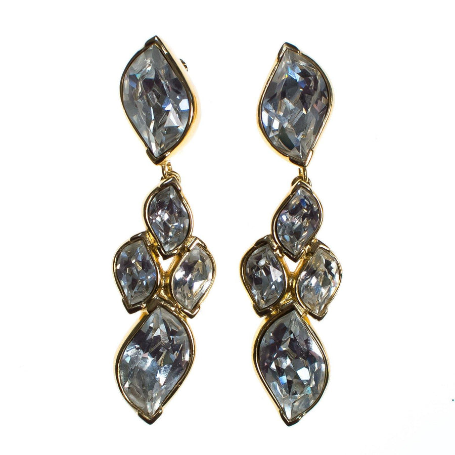Vintage Christian Dior Diamante Crystal Drop Statement Earrings by Christian Dior - Vintage Meet Modern Vintage Jewelry - Chicago, Illinois - #oldhollywoodglamour #vintagemeetmodern #designervintage #jewelrybox #antiquejewelry #vintagejewelry