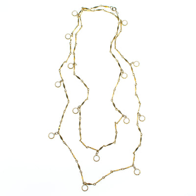 Vintage Bezel Set Crystal and Gold Flat Link Chain Necklace by 1980s - Vintage Meet Modern Vintage Jewelry - Chicago, Illinois - #oldhollywoodglamour #vintagemeetmodern #designervintage #jewelrybox #antiquejewelry #vintagejewelry