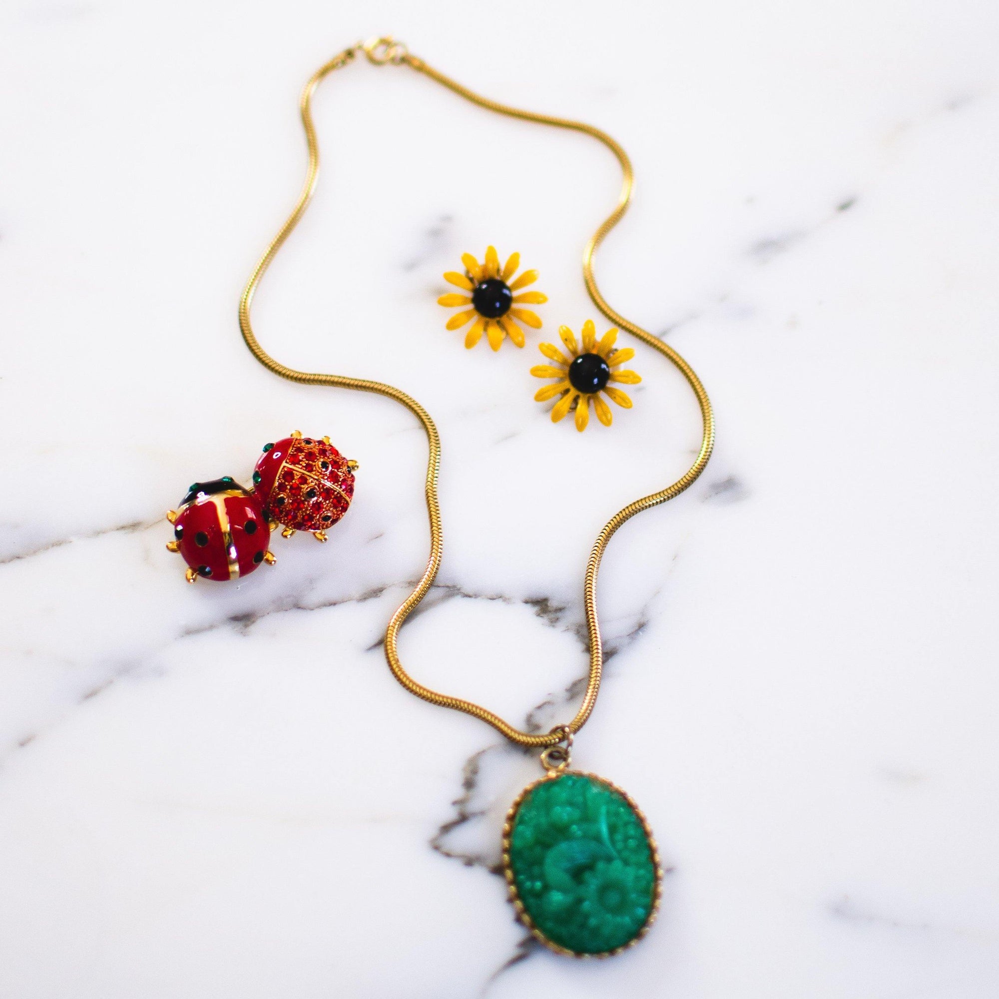 Vintage Ladybug Brooch, Black, Green and Red Rhinestones, Brooches and Pins by 1980s - Vintage Meet Modern Vintage Jewelry - Chicago, Illinois - #oldhollywoodglamour #vintagemeetmodern #designervintage #jewelrybox #antiquejewelry #vintagejewelry