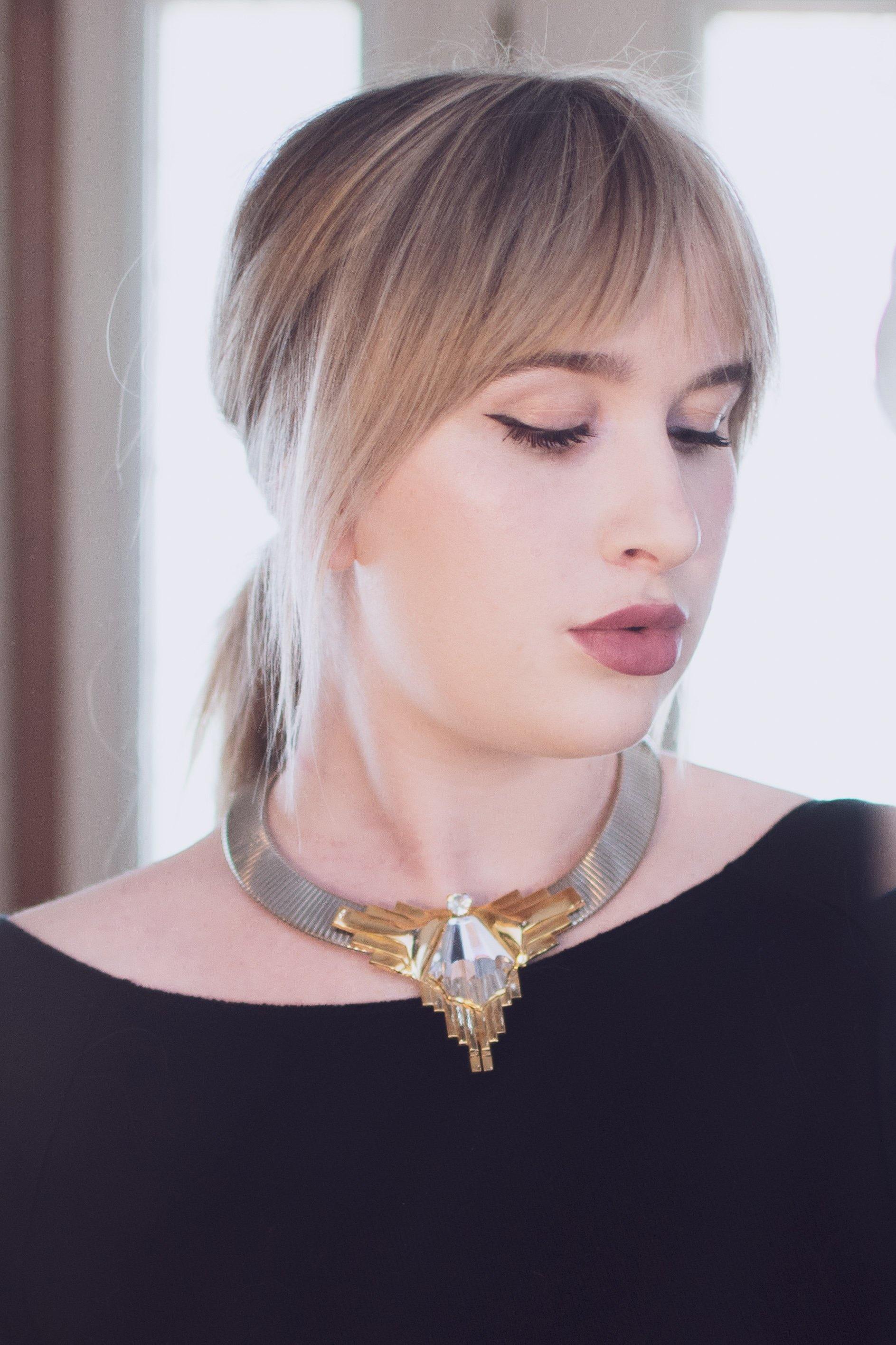 Vintage 1980s Art Deco Inspired Steampunk Collar Necklace in Silver with Gold Accented and Carved Geometric Crystal by 1980s - Vintage Meet Modern Vintage Jewelry - Chicago, Illinois - #oldhollywoodglamour #vintagemeetmodern #designervintage #jewelrybox #antiquejewelry #vintagejewelry