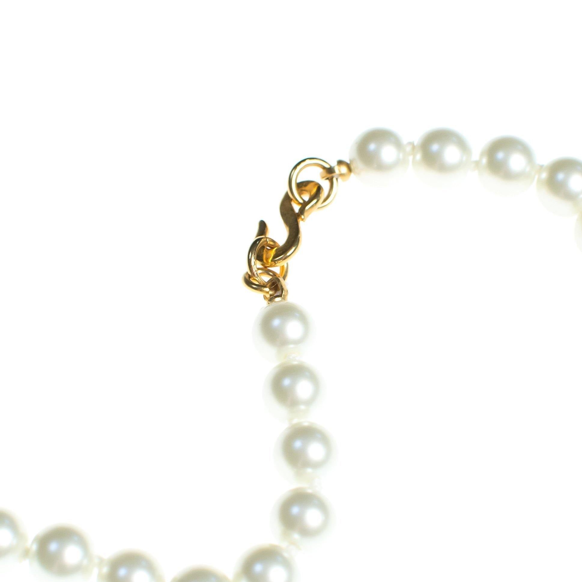 Vintage Kenneth Jay lane Pearl Diamante Crystal and Black Enamel Pendant Statement Necklace by Kenneth Jay lane - Vintage Meet Modern Vintage Jewelry - Chicago, Illinois - #oldhollywoodglamour #vintagemeetmodern #designervintage #jewelrybox #antiquejewelry #vintagejewelry