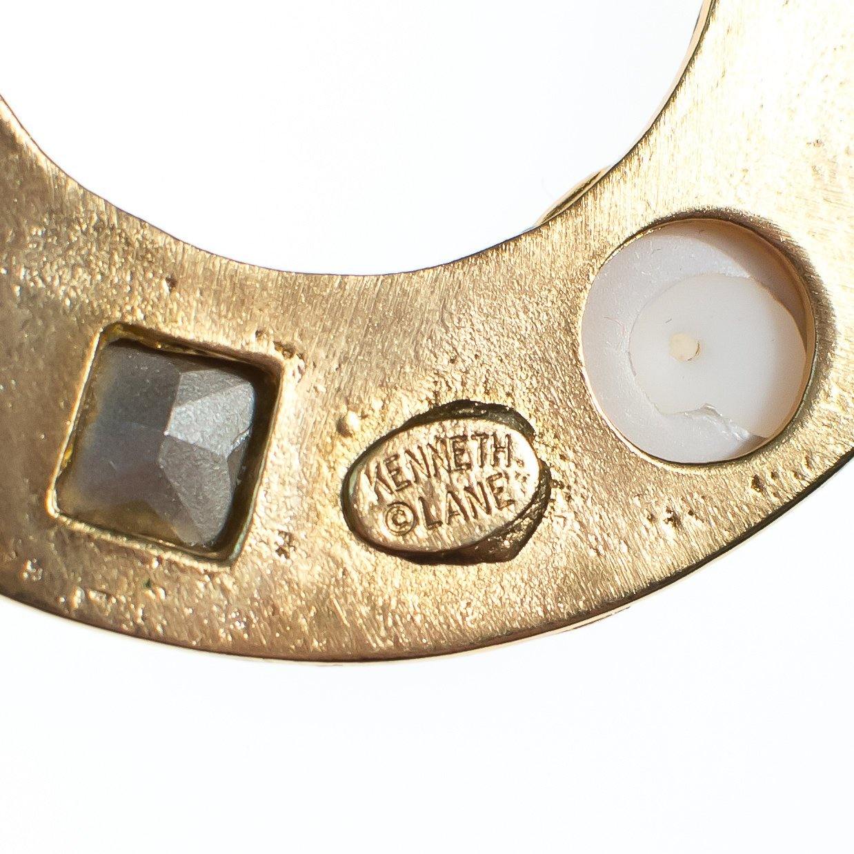 Vintage Kenneth Jay lane Pearl Diamante Crystal and Black Enamel Pendant Statement Necklace by Kenneth Jay lane - Vintage Meet Modern Vintage Jewelry - Chicago, Illinois - #oldhollywoodglamour #vintagemeetmodern #designervintage #jewelrybox #antiquejewelry #vintagejewelry