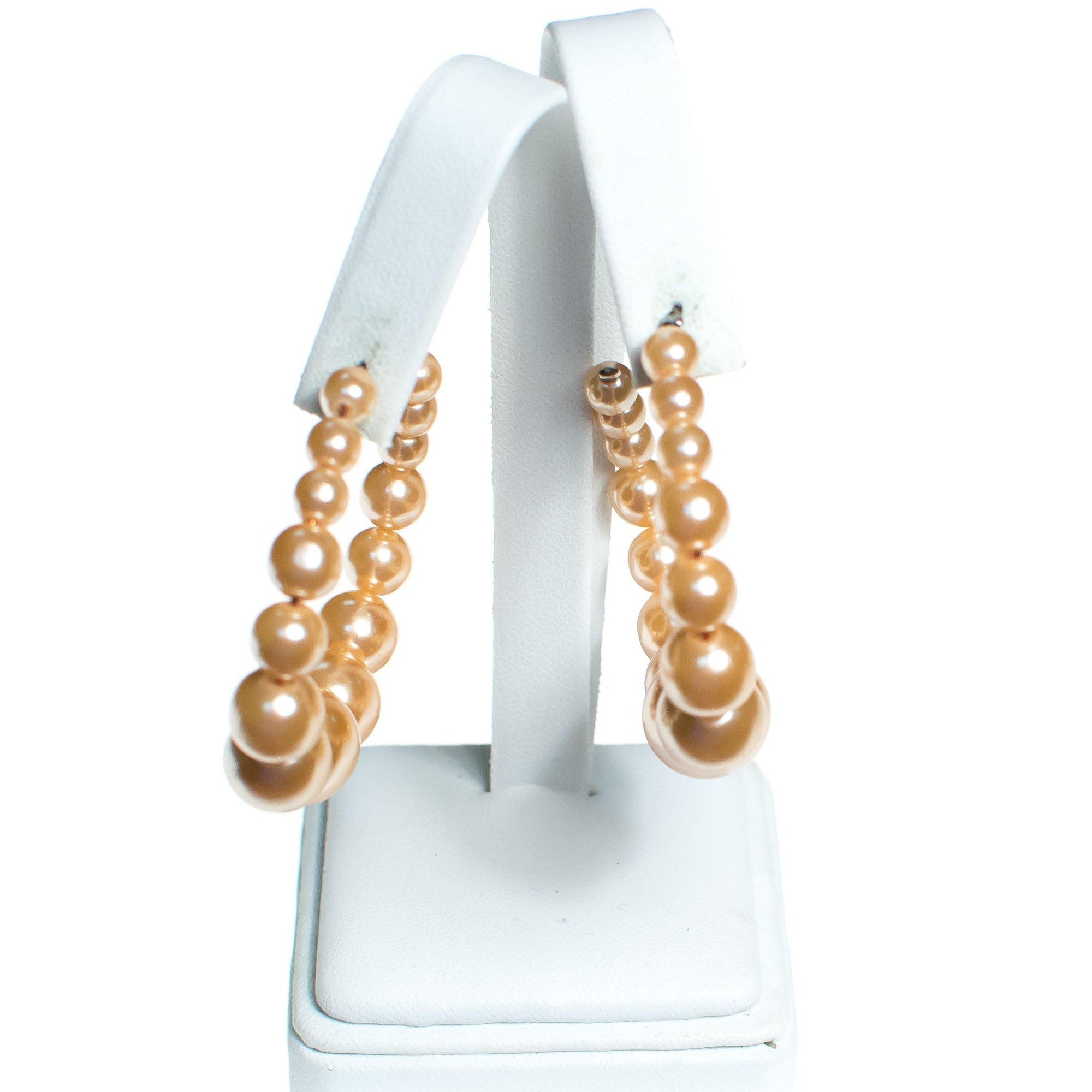 Vintage Peach Pearl Large Hoop Earrings by 1980s - Vintage Meet Modern Vintage Jewelry - Chicago, Illinois - #oldhollywoodglamour #vintagemeetmodern #designervintage #jewelrybox #antiquejewelry #vintagejewelry