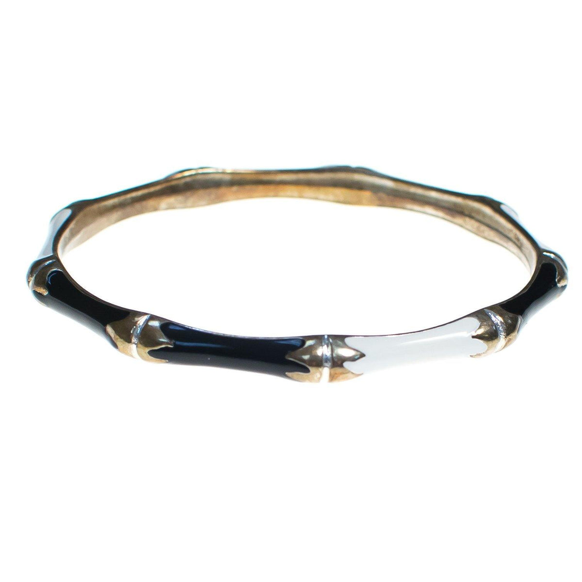 Vintage Black and White Bamboo Bangle Bracelet