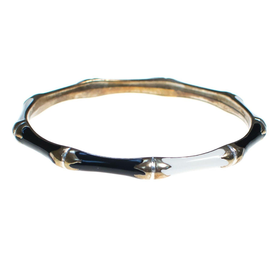Vintage Black and White Bamboo Bangle Bracelet by 1970s - Vintage Meet Modern Vintage Jewelry - Chicago, Illinois - #oldhollywoodglamour #vintagemeetmodern #designervintage #jewelrybox #antiquejewelry #vintagejewelry