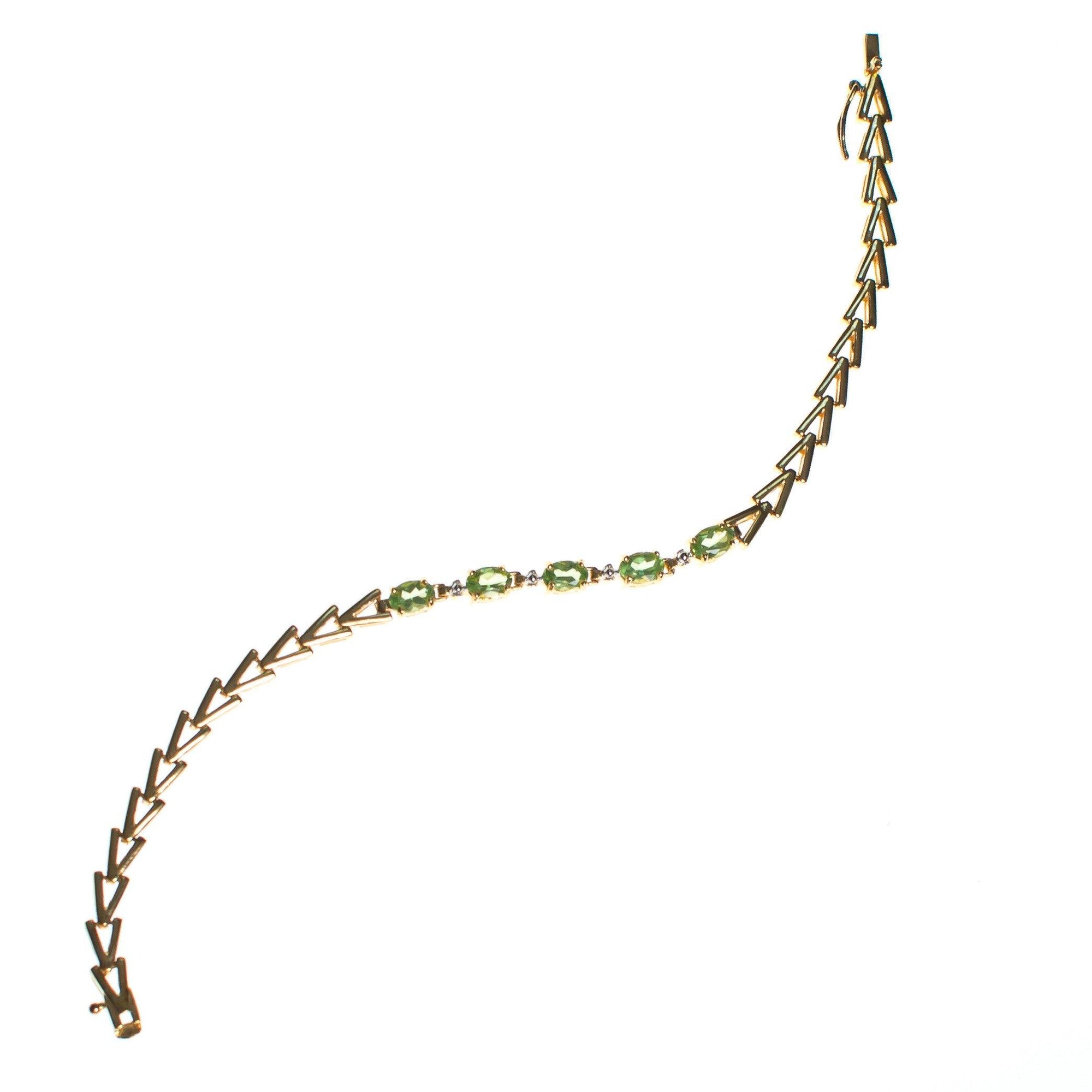 Vintage Peridot Tennis Bracelet 18kt Gold Over Sterling Silver by Peridot - Vintage Meet Modern Vintage Jewelry - Chicago, Illinois - #oldhollywoodglamour #vintagemeetmodern #designervintage #jewelrybox #antiquejewelry #vintagejewelry