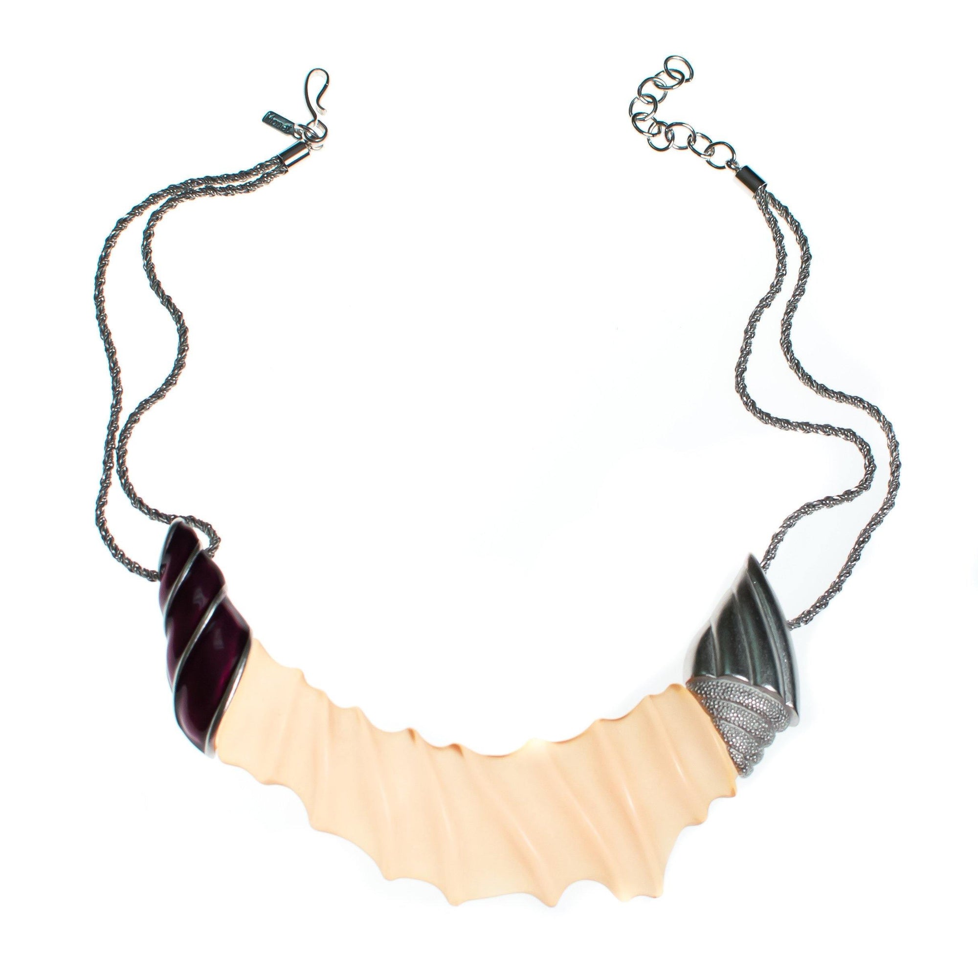 Vintage Monet Lucite with Silver Shell Statement Necklace YSL Era by Monet - Vintage Meet Modern Vintage Jewelry - Chicago, Illinois - #oldhollywoodglamour #vintagemeetmodern #designervintage #jewelrybox #antiquejewelry #vintagejewelry