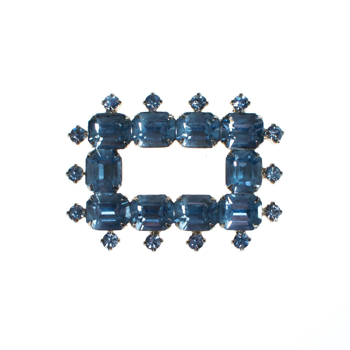 Vintage Art Deco Light Blue Rhinestone Brooch