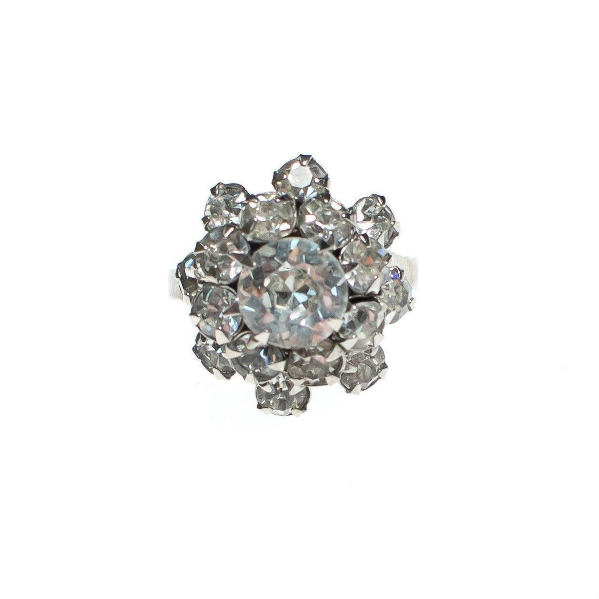 Vintage Art Deco Diamante Crystal Cluster Cocktail Statement Ring