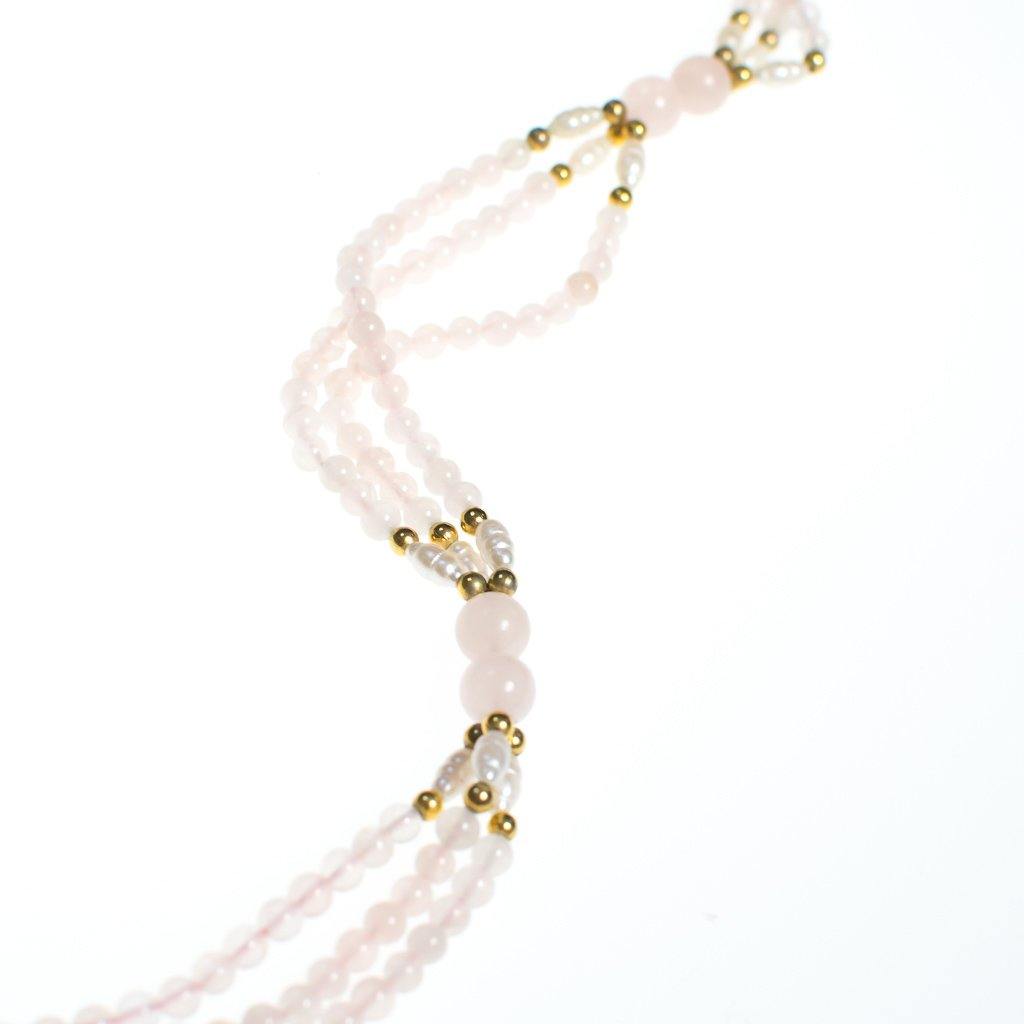 Vintage Genuine Rose Quartz Beaded Necklace with Carved Rose Quartz Bird by Rose Quartz - Vintage Meet Modern Vintage Jewelry - Chicago, Illinois - #oldhollywoodglamour #vintagemeetmodern #designervintage #jewelrybox #antiquejewelry #vintagejewelry