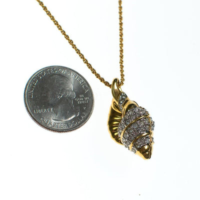 Vintage Swarovski Gold Shell Pendant Necklace by Swarovski - Vintage Meet Modern Vintage Jewelry - Chicago, Illinois - #oldhollywoodglamour #vintagemeetmodern #designervintage #jewelrybox #antiquejewelry #vintagejewelry