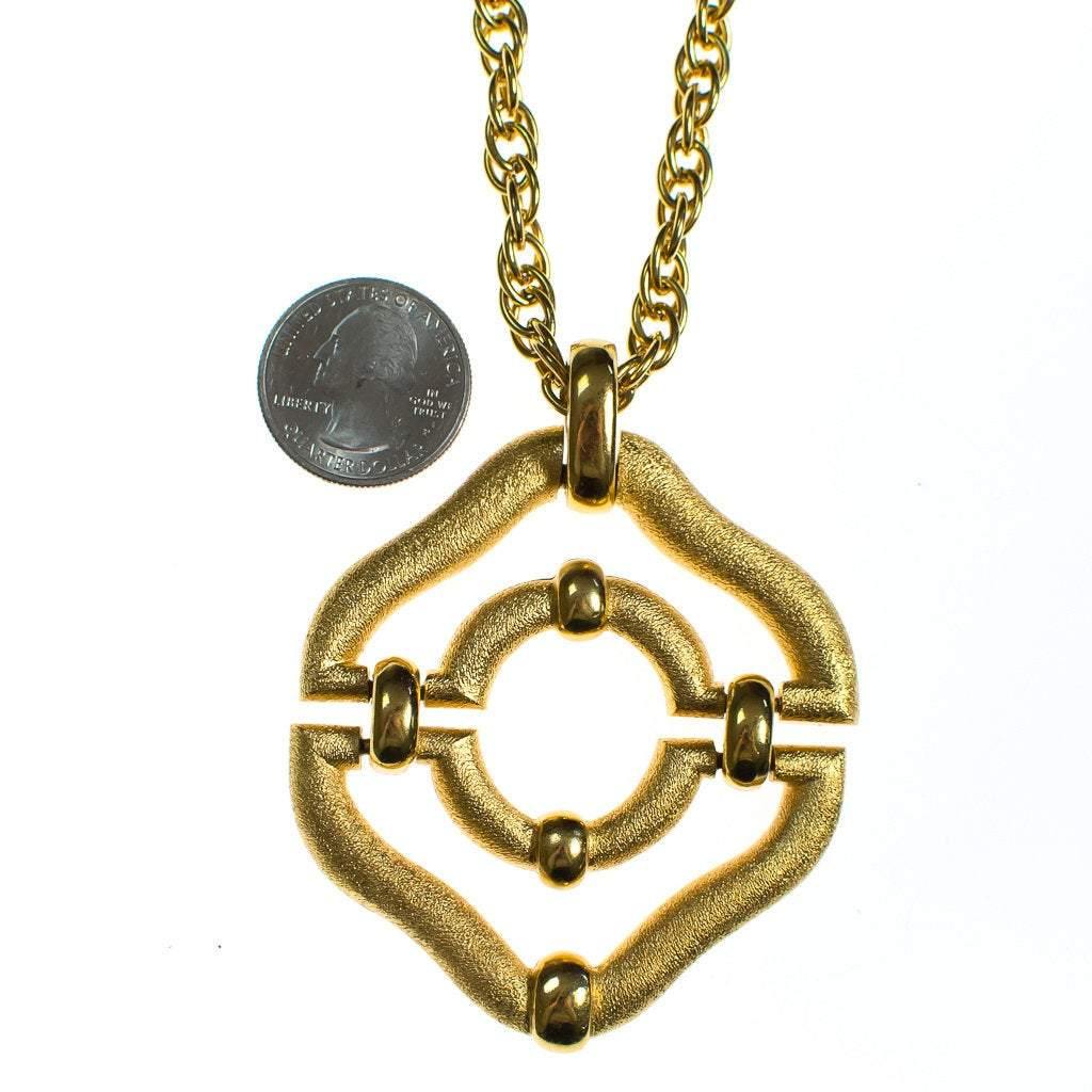 Vintage Crown Trifari Modernist Statement Pendant Necklace by Crown Trifari - Vintage Meet Modern Vintage Jewelry - Chicago, Illinois - #oldhollywoodglamour #vintagemeetmodern #designervintage #jewelrybox #antiquejewelry #vintagejewelry