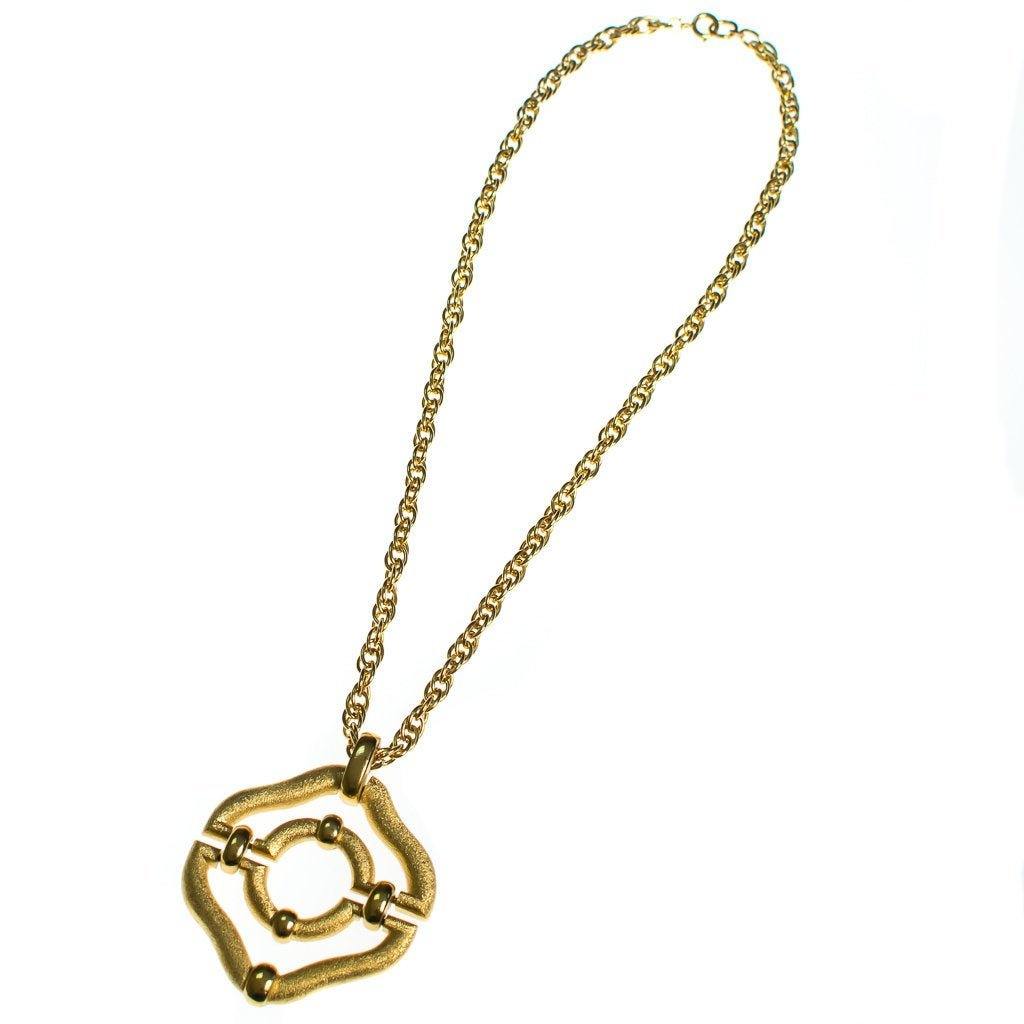 Vintage Crown Trifari Modernist Statement Pendant Necklace
