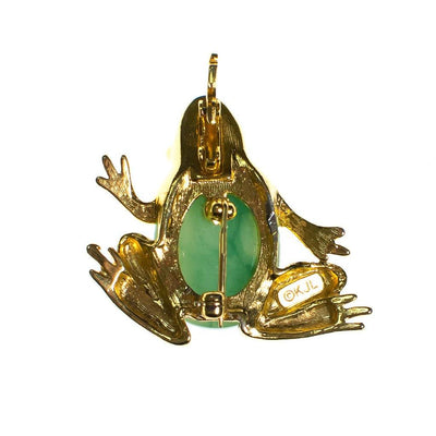 Vintage Kenneth Jay Lane Gold Frog with Jade Green Belly Brooch/Pendant by KJL - Vintage Meet Modern Vintage Jewelry - Chicago, Illinois - #oldhollywoodglamour #vintagemeetmodern #designervintage #jewelrybox #antiquejewelry #vintagejewelry
