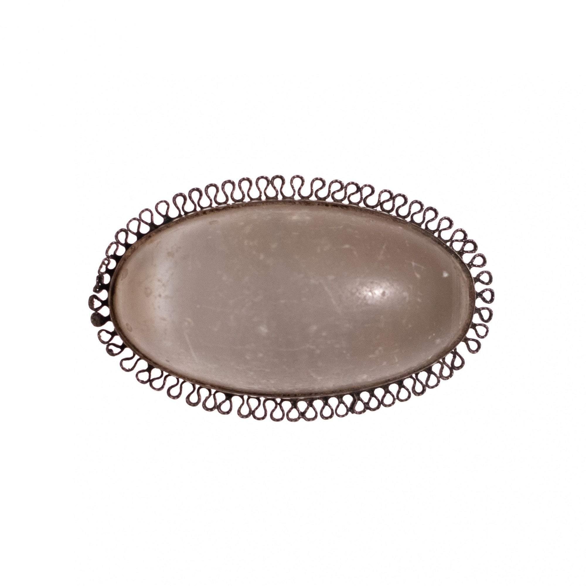 Vintage Art Deco Sterling Silver Era Moonstone Sash Pin Brooch by Art Deco - Vintage Meet Modern Vintage Jewelry - Chicago, Illinois - #oldhollywoodglamour #vintagemeetmodern #designervintage #jewelrybox #antiquejewelry #vintagejewelry