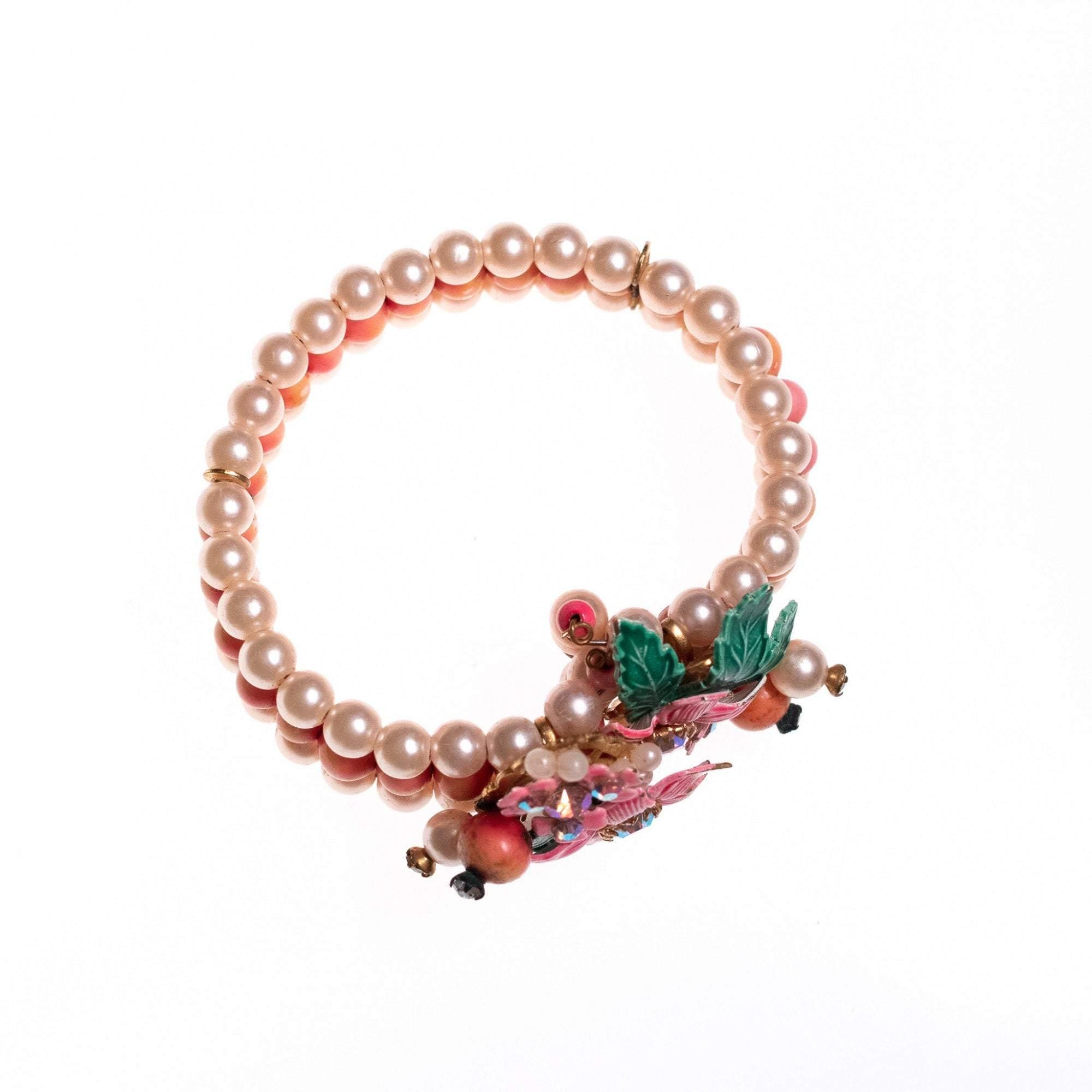 Vintage 1950s Pearl Bracelet with Artisan Floral Detailing by 1950s - Vintage Meet Modern Vintage Jewelry - Chicago, Illinois - #oldhollywoodglamour #vintagemeetmodern #designervintage #jewelrybox #antiquejewelry #vintagejewelry