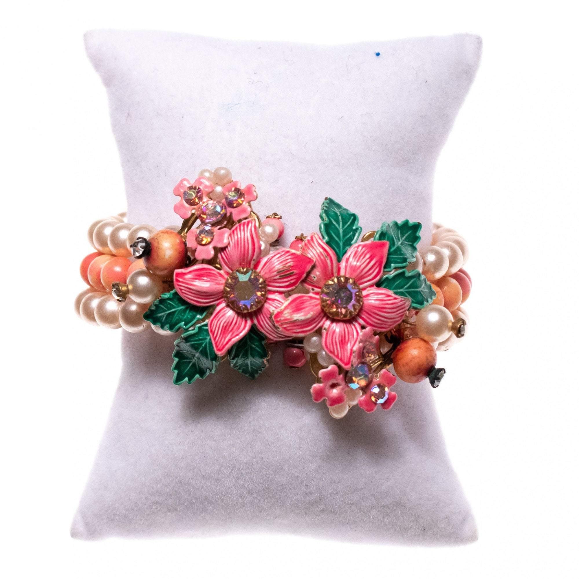 Vintage 1950s Pearl Bracelet with Artisan Floral Detailing by 1950s - Vintage Meet Modern Vintage Jewelry - Chicago, Illinois - #oldhollywoodglamour #vintagemeetmodern #designervintage #jewelrybox #antiquejewelry #vintagejewelry