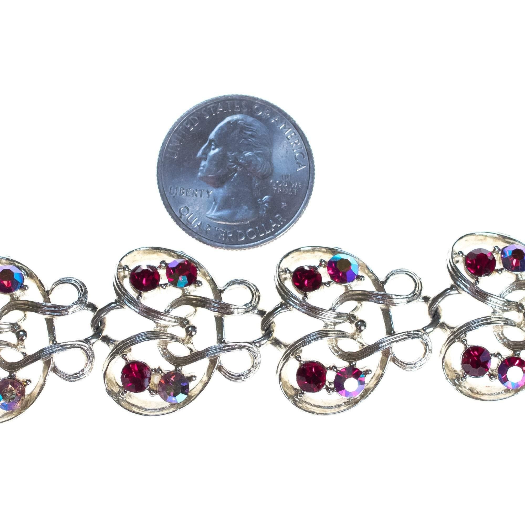 Vintage 1950s Red Aurora Borealis Rhinestone Bracelet by 1950s - Vintage Meet Modern Vintage Jewelry - Chicago, Illinois - #oldhollywoodglamour #vintagemeetmodern #designervintage #jewelrybox #antiquejewelry #vintagejewelry