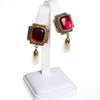Vintage 1980s Etruscan Revival Ruby Earrings with Pearl Drop by 1980s - Vintage Meet Modern Vintage Jewelry - Chicago, Illinois - #oldhollywoodglamour #vintagemeetmodern #designervintage #jewelrybox #antiquejewelry #vintagejewelry