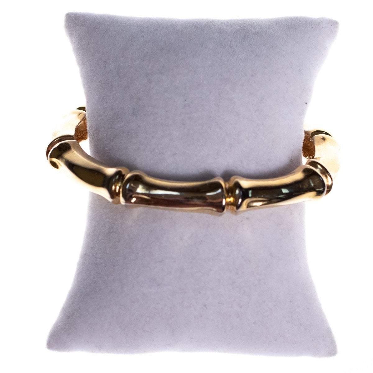 Vintage Gold Bamboo Shaped Cuff Bracelet with Contoured Finish by 1970s - Vintage Meet Modern Vintage Jewelry - Chicago, Illinois - #oldhollywoodglamour #vintagemeetmodern #designervintage #jewelrybox #antiquejewelry #vintagejewelry