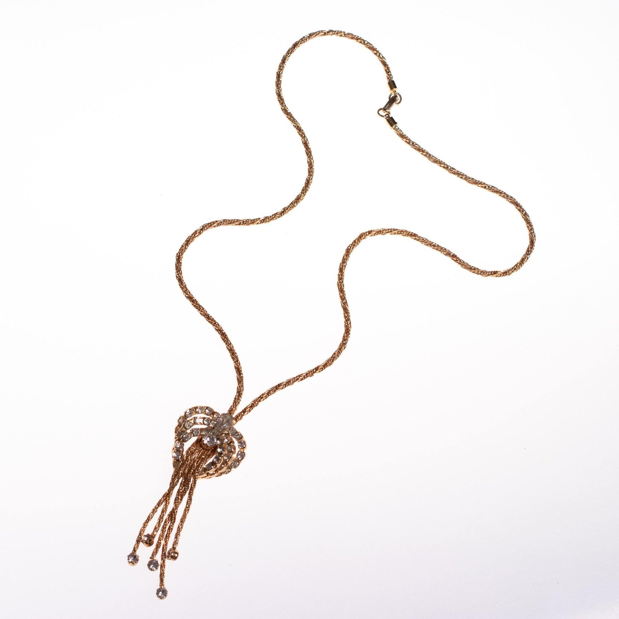 Vintage 1950s Mid Century Modern Rhinestone Tassel Necklace by 1950s - Vintage Meet Modern Vintage Jewelry - Chicago, Illinois - #oldhollywoodglamour #vintagemeetmodern #designervintage #jewelrybox #antiquejewelry #vintagejewelry