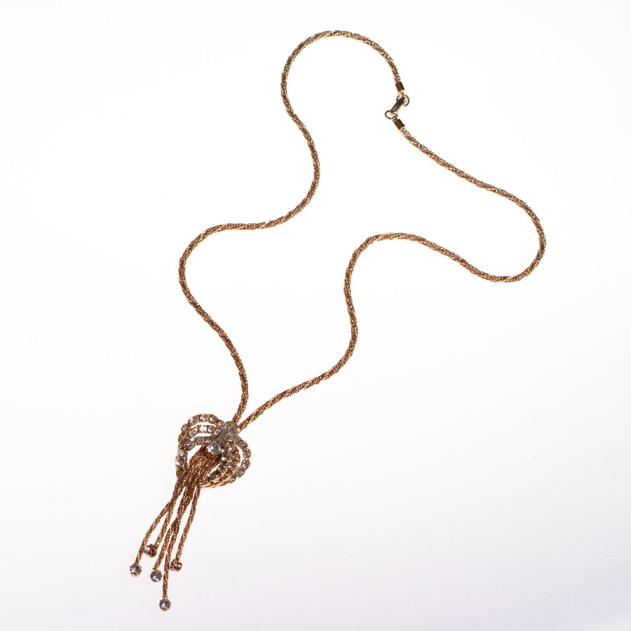 Vintage 1950s Mid Century Modern Rhinestone Tassel Necklace by 1950s - Vintage Meet Modern Vintage Jewelry - Chicago, Illinois - #oldhollywoodglamour #vintagemeetmodern #designervintage #jewelrybox #antiquejewelry #vintagejewelry