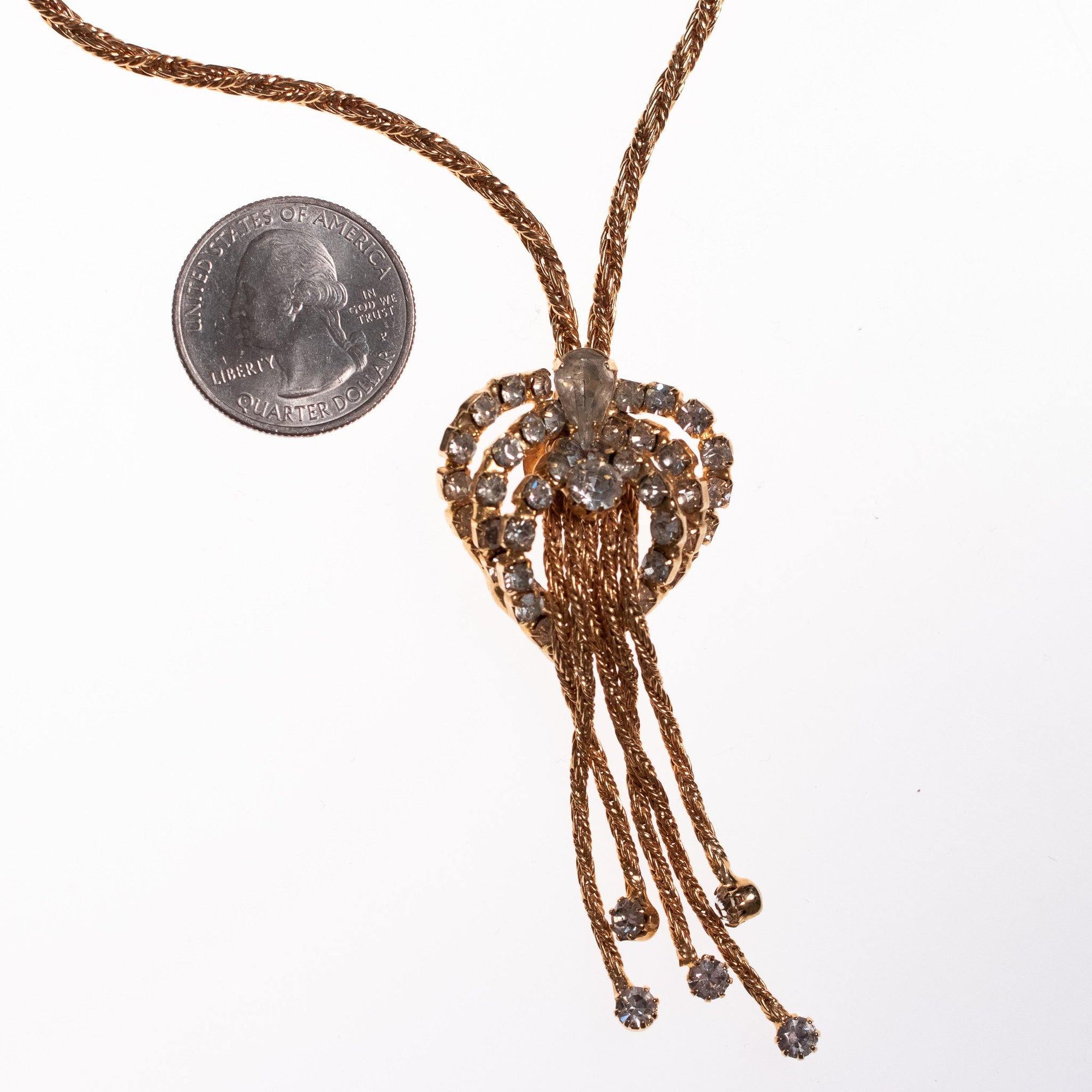 Vintage 1950s Mid Century Modern Rhinestone Tassel Necklace by 1950s - Vintage Meet Modern Vintage Jewelry - Chicago, Illinois - #oldhollywoodglamour #vintagemeetmodern #designervintage #jewelrybox #antiquejewelry #vintagejewelry