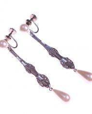 Vintage Art Deco Style Marvella Pearl and Diamante Teardrop Earrings by Marvella - Vintage Meet Modern Vintage Jewelry - Chicago, Illinois - #oldhollywoodglamour #vintagemeetmodern #designervintage #jewelrybox #antiquejewelry #vintagejewelry