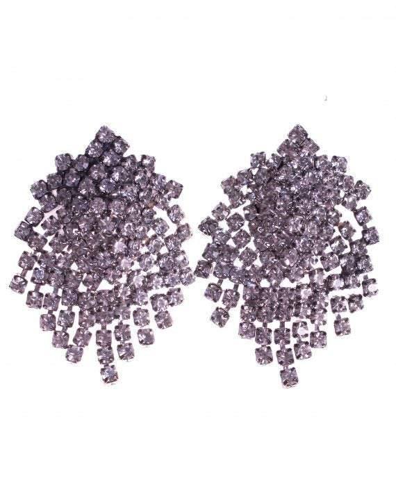 Vintage Art Deco Style Fringe Rhinestone Statement Earrings by 1970s - Vintage Meet Modern Vintage Jewelry - Chicago, Illinois - #oldhollywoodglamour #vintagemeetmodern #designervintage #jewelrybox #antiquejewelry #vintagejewelry