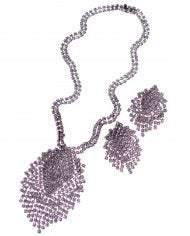 Vintage 1970s Art Deco Inspired Rhinestone Fringe Necklace by 1970s - Vintage Meet Modern Vintage Jewelry - Chicago, Illinois - #oldhollywoodglamour #vintagemeetmodern #designervintage #jewelrybox #antiquejewelry #vintagejewelry