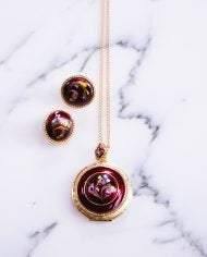 Vintage 1950s Florenza Necklace with Working Red Enamel Locket by Florenza - Vintage Meet Modern Vintage Jewelry - Chicago, Illinois - #oldhollywoodglamour #vintagemeetmodern #designervintage #jewelrybox #antiquejewelry #vintagejewelry