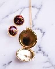 Vintage 1950s Florenza Necklace with Working Red Enamel Locket by Florenza - Vintage Meet Modern Vintage Jewelry - Chicago, Illinois - #oldhollywoodglamour #vintagemeetmodern #designervintage #jewelrybox #antiquejewelry #vintagejewelry